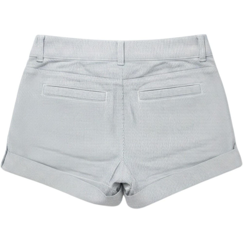 Naf Naf Linen Pinstripe Cuffed Shorts Womens‎ 36/4 Blue White Nautical Coastal - Picture 2 of 2